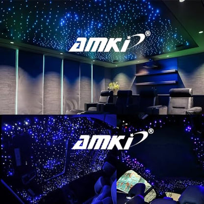 AMKI 16W Starlight Headliner Kit Twinkle+Sound Activated 350pcs 0.03in 6.5ft Cable End Glow Fiber Optic Light APP/Remote Control RGBW Starlight Box for Car Home Star Ceiling Decor - size: 350 pcs*0.03in*6.5ft
