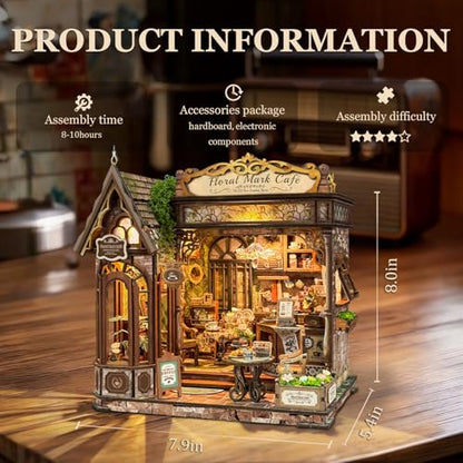 Book Nook Kit DIY Miniature House 3D Wooden Puzzle - Floral Mark Cafe - color: Floral Mark Cafe