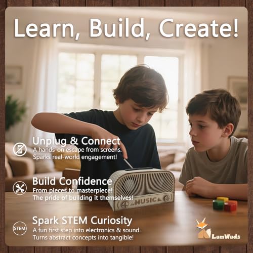 STEM Kits for Kids Age 12-14, Wooden DIY Bluetooth Speaker Kit Build Your Own with Dual Speakers, Science Gift for Teen Boys Girls Birthday Christmas