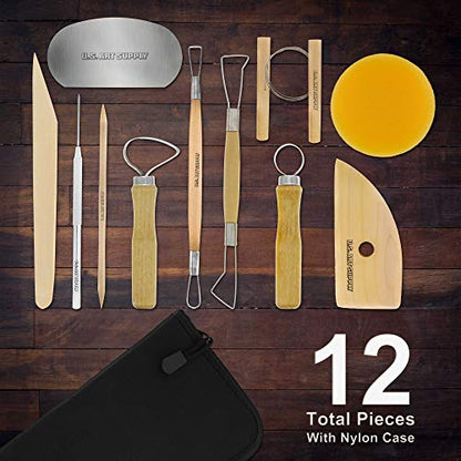 U.S. Art Supply Pottery & Clay Tools Set (12-Piece) - size: 12-Piece with Nylon Case