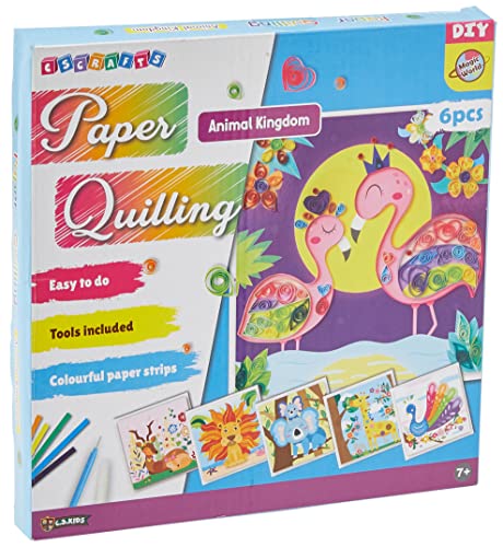 C.S. Kids DIY Paper Quilling Arts & Crafts Gifts - Animal Kingdom | 3D Design Kits for Kids, Make Your Own Art (Strips & Tools Included)