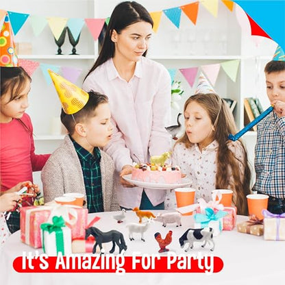 12 Farm Animal Figurines for Kids, Plastic Animal Toys Tiny Portable Farm Creature Figures Playset Montessori Toys Educational Game for Homeschool Preschool Toddler Kids - style: Farm animals (excluding cards)