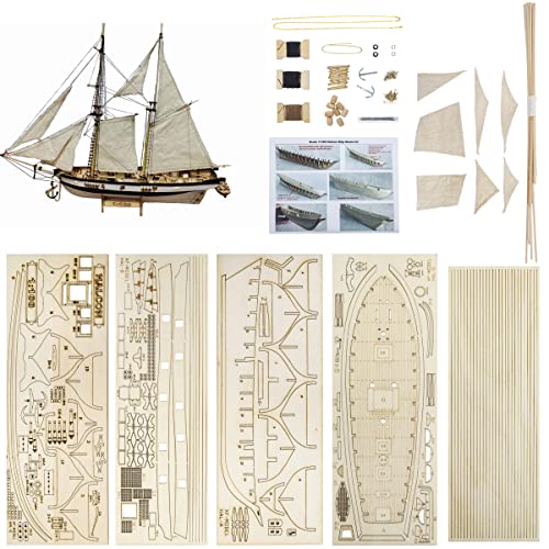 GAWEGM Wooden Ship Model - 1/100 Halcon 1840 Building kit, for Adult - color: Brass cannon
