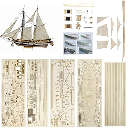 GAWEGM Wooden Ship Model - 1/100 Halcon 1840 Building kit, for Adult - color: Brass cannon