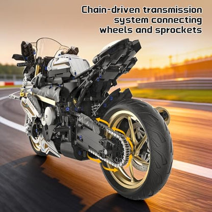 OOIEWPQ 2078 Piece 1:5 Motorcycle 1000 RR Large-Scale Building Blocks Set