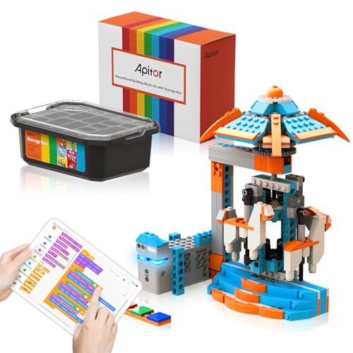 Apitor Robot S Robot Building Kit, 10 in 1 Programmable APP RC Airplane Robotics Coding Kit, Includes Large Storage Organizer with Sorting Plate, Birthday Gifts for Boys Girls Aged 7-12 (389 Pcs) - style: Robot S(Storage)