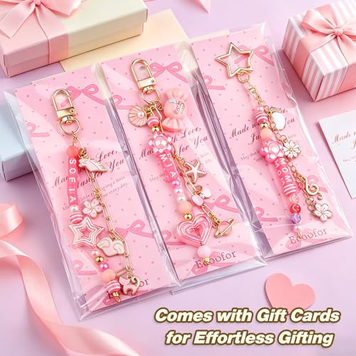 Ecoofor 707 Pcs Lip Gloss Beaded Keychain Making Kits, Pink DIY Bag Charm Kit, 78.8 Inch Chains, Key Chain Hooks, Jump Rings, Lobster Clasps, 452 Charms & Letter Beads, Tools & Gift Bags - color: Gold - 707 Pcs Kit