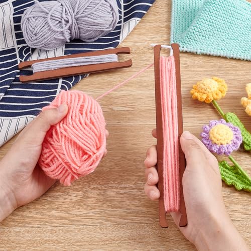 PH PandaHall 4Pcs Wooden Weaving Shuttle Tools Crochet Needle Weaving Loom Crochet Kit Supplies Weaving Sticks Crochet Hook Loom Tools for Sweater Scarf Tapestry Knitted Crafts - size: 16mm