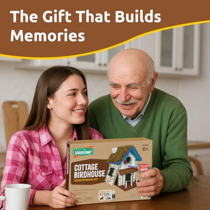 Cottage Birdhouse Kit - Easy DIY Wooden Bird House for Outdoors