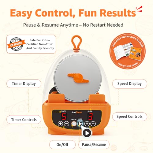 C5 Starter Rock Tumbler Kit for Kids & Beginners, Quieter Rock Polisher with Upgraded Noise-Reducing Cover, 3 Speeds, 9-Day Timer & Memory, Rocks, Grit & STEM Guide