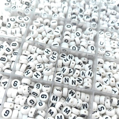 JULIMAIDONG Alphabet Beads A-Z 1350+Pcs Letter Number Hearts Bracelets Bead - color: Black