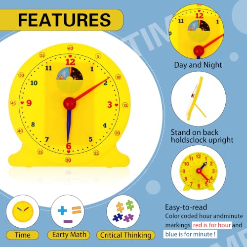 Lenwen 2 Pcs Classroom Clock Kit Learning Analog Clock for Kids