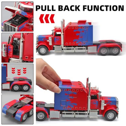 OANMYJJO Semi Truck Car Toy Heavy Tow Trucks and Trailer Toys Car for Boys - color: Red
