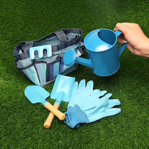 Kids Watering Can Gardening Tools Set Sand Toy Outdoor Toddler Boys (Blue) - color: Blue
