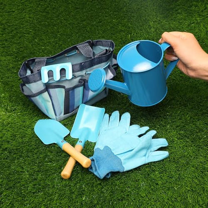 Kids Watering Can Gardening Tools Set Sand Toy Outdoor Toddler Boys (Blue) - color: Blue