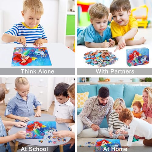 LELEMON Pretty Puzzles for Kids Ages 4-6,100 Piece Puzzles for Kids Ages 4-8,Educational Jigsaw Puzzles in a Metal Box,Childrens 100 Piece Puzzle Games Puzzle Toys for Girls and Boys - color: 100pcs Pretty Girl