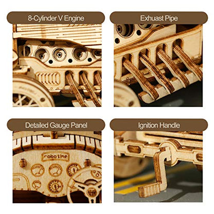 ROKR 3D Wooden Puzzle for Adults-Mechanical Car Model Kits-Brain Teaser Puzzles-Vehicle Building Kits-Unique Gift for Adults on Birthday/Christmas Day(1:16 Scale)(MC401-Grand Prix Car)