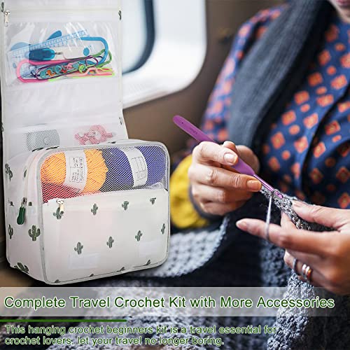 Coopay Upgraded Crochet Kit for Beginners, All-in-One Crochet Kits (63Pcs) - color: Cactus - Hanging Bag