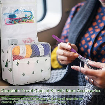 Coopay Upgraded Crochet Kit for Beginners, All-in-One Crochet Kits (63Pcs) - color: Cactus - Hanging Bag