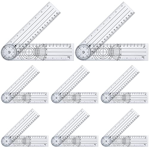 8 Pcs Clear Plastic Goniometer Protractor Angle Finder with 7 Inch Arm