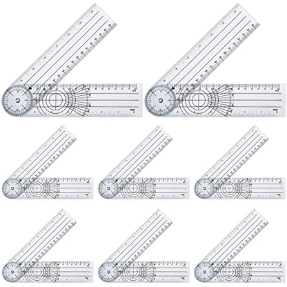 8 Pcs Clear Plastic Goniometer Protractor Angle Finder with 7 Inch Arm