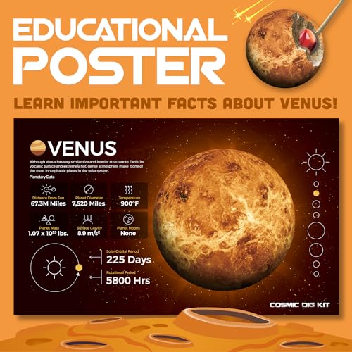 Cosmic Dig Kit by Big Discoveries - Explore the Planets of the Solar System with Gem & Fossil Excavation Kits for Kids | STEM Toy Science Dig Kits with Gemstones for Boys and Girls - style: Venus