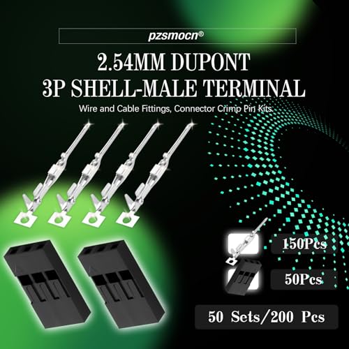 50 Sets / 200 Pieces for Dupont 2.54mm 3Pin Black Male Connector - size: 3-Pin Male, style: Black-Single Row