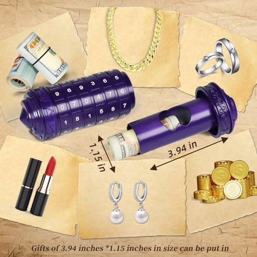 CoEjokno Da Vinci Code Numeric Cryptex Money Puzzle Box for Cash Gift, Jewelry Box with Hidden Compartment, Unique Puzzle Gift for Adults Brain Teaser Valentine’s Day Wedding & Anniversary Present - color: Purple