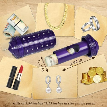 CoEjokno Da Vinci Code Numeric Cryptex Money Puzzle Box for Cash Gift, Jewelry Box with Hidden Compartment, Unique Puzzle Gift for Adults Brain Teaser Valentine’s Day Wedding & Anniversary Present - color: Purple