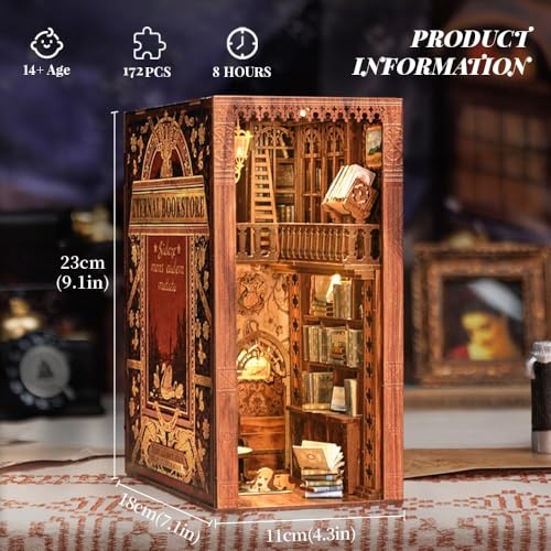 Fsolis Book Nook Kit, 3D Wooden Puzzles for Adults (Eternal Bookstore) - color: Eternal Bookstore