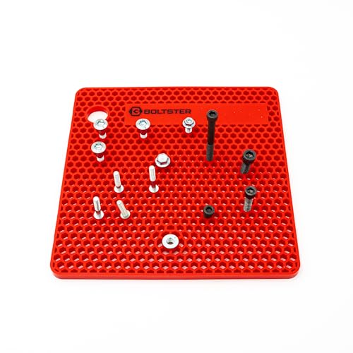 Boltster Original Silicone Fastener Organizer Tray, Bolt and Screw Holder for Mechanics, Automotive, Industrial and DIY Projects, Heat and Chemical Resistant, Red - color: Red