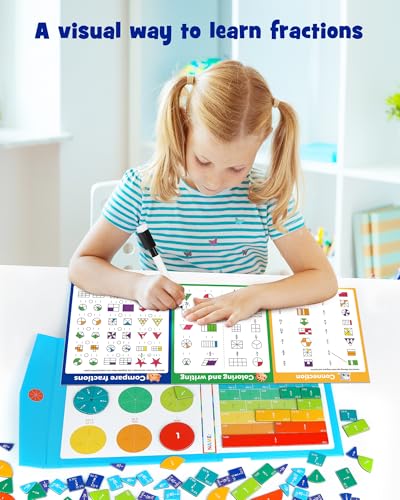D-FantiX Magnetic Fraction Educational Puzzle, Fraction Manipulatives Book - color: Blue