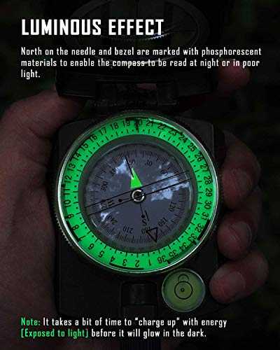 Eyeskey Multifunctional Tactical Survival Military Compass with Lanyard & Pouch | Waterproof & Impact Resistant | Lensatic Sighting Compass for Hiking - color: NEW-Black