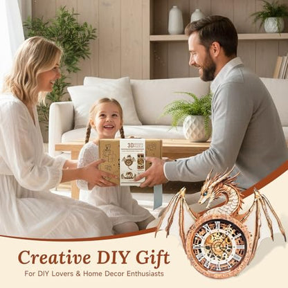 3D Wooden Puzzle for Adults - Dragon Clock - color: Mechanical Dargon