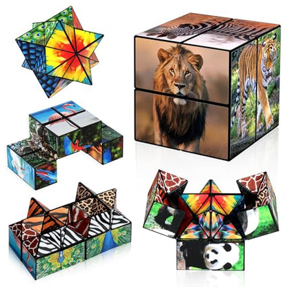 Euclidean Cube Fidget Toys for Kids 2 in 1 Star Cube Magic Cube Puzzle Toys - style: Wild Animals
