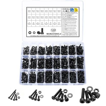 135pcs M6 M8 M10 White Zinc Hex Bolt Assortment Kit