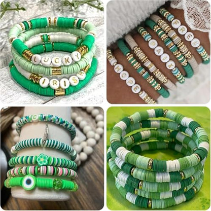 4000pcs Clay Beads - Forest Green, 6mm Heishi Bead Polymer Flat Round Disc Bulk Beads for Jewelry Making,DIY Friendship Bracelet and Necklace Craft - color: Forest Green