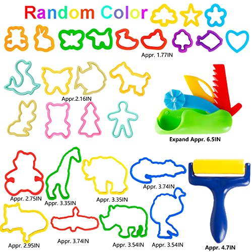 36-Piece Dough Tool Set for Kids Ages 3-8 – Includes Animal Cutters, Rolling Pins, Rollers, Random Colors - color: 36pcs