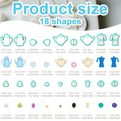 18Pcs Tea Party Polymer Clay Cutters Afternoon Ice Cream Clay Earrings Cutters Coffee Cake Cute Polymer Clay Cutter for Jewelry Earrings Making Birthday Party DIY Supplies - style: Coffee