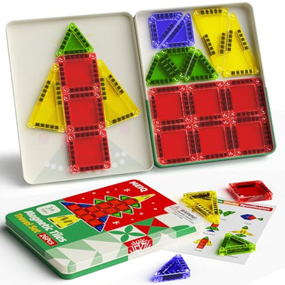 Magnetic Tiles Travel Storage Mini STEM Blocks Festive Box 26PCS 3+ - size: Travel