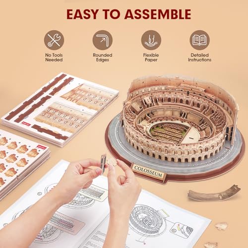 CubicFun Rome Colosseum 3D Puzzles for Adults Kids Model Kit, 163 Pieces