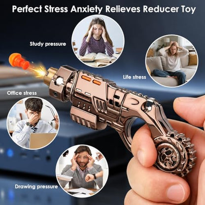 Metal Mechanical Fidget Device for Adults, EDC Desk Collectible, Brown - color: Titaniumsteel-05