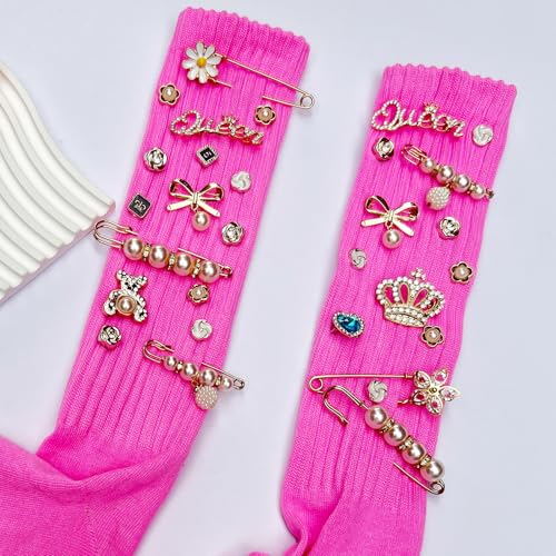 BIIQAKOO Socks Charms Sneaker Shoe Charms for Sock Safety Pins Junk Sock Brooches and Pins for Women Jewelry Charms Kit for Hat Clothes