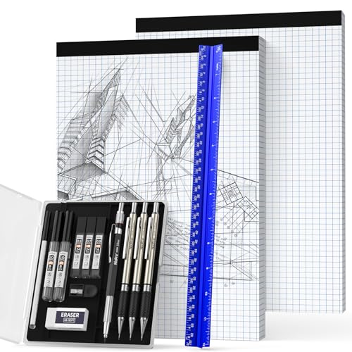 Nicpro 16PCS Drafting Tool Geometry Set with 12'' Architectural Scale Ruler