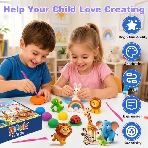 EDIFON Air Dry Clay, 78 Colors Foam Magic Modeling Clay for Kids DIY Crafts - color: 78 colors