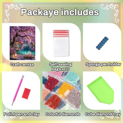 HITO Diamond Painting Kits for Adults Cherry Blossom Tree 12x16 Inch - color: G9466