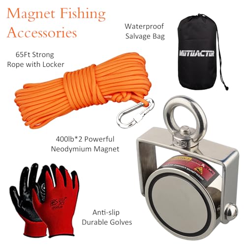 MUTUACTOR 960lbs Φ2.36'' Double-Sides Heavy Duty Swivel Magnet Fishing Kit - style: 960lb Swivel Magnet (Double Sided)--Φ 2.36"