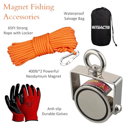 MUTUACTOR 960lbs Φ2.36'' Double-Sides Heavy Duty Swivel Magnet Fishing Kit - style: 960lb Swivel Magnet (Double Sided)--Φ 2.36"