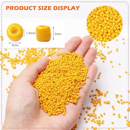5000pcs Dark Yellow Glass Seed Beads Bulk, Small Tiny Waist Spacer Beads for Bracelet, Necklace Jewelry Making, DIY Craft Projects(3mm 8/0) - color: Dark Yellow, size: 3mm