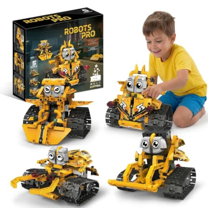 5-in-1 STEM Robot Building Toy RC and Programmable App Control. Drag-and-Drop Visual Coding Language. Engineering Set. Gifts for Kid Boys Girls Ages 5 6 7 8 9 10 11 12 13